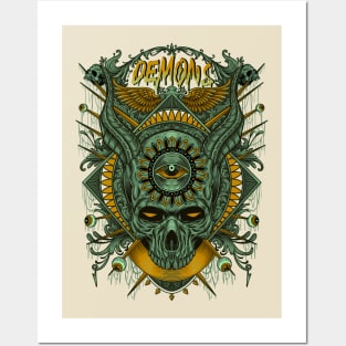 Demon Skull Head Posters and Art